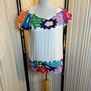 Pink and White Relaxed Graphic Blouse